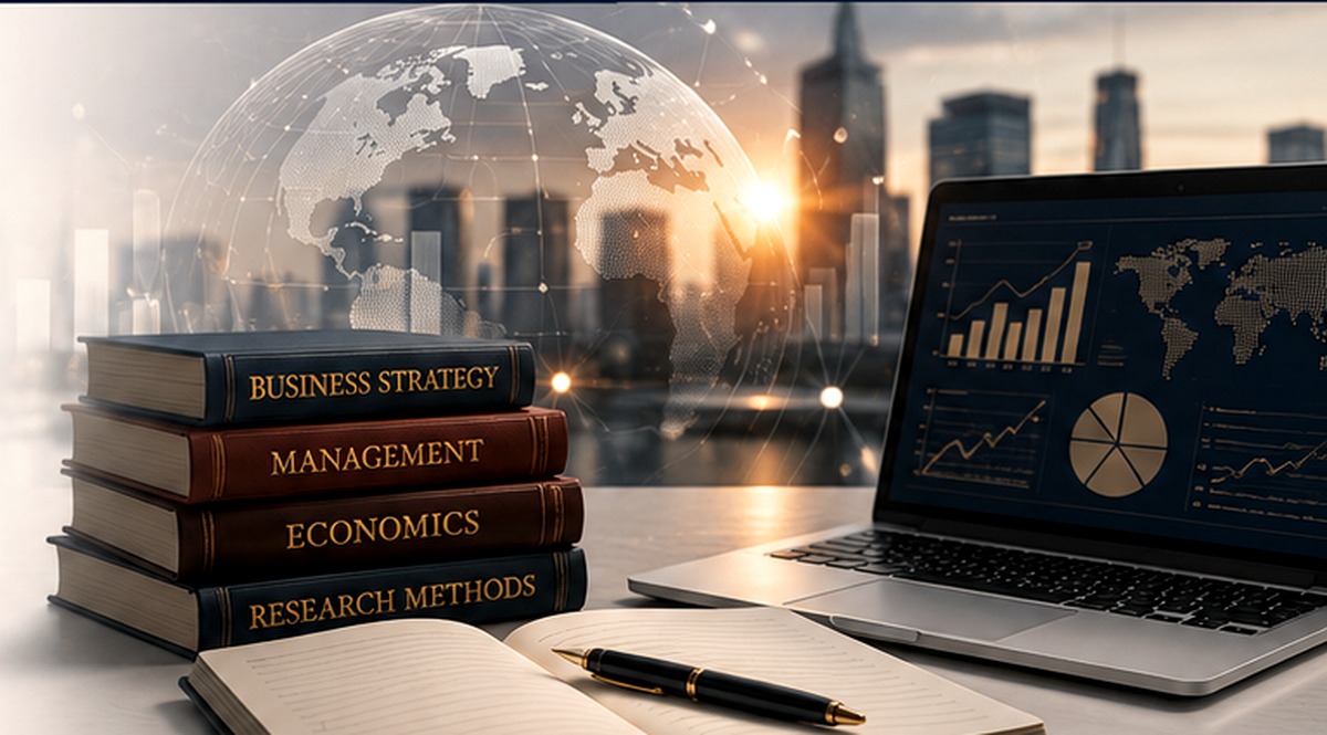 Business-oriented scholarly research with books, data analysis and academic publishing materials